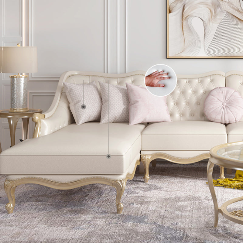 Traditional Genuine Leather Sectional Tufted Back Sloped Arm Sectional Clearhalo 'furn' 'furn_sectionals' 'Furniture' 'Living Room Furniture' 'Sectionals' 6883605