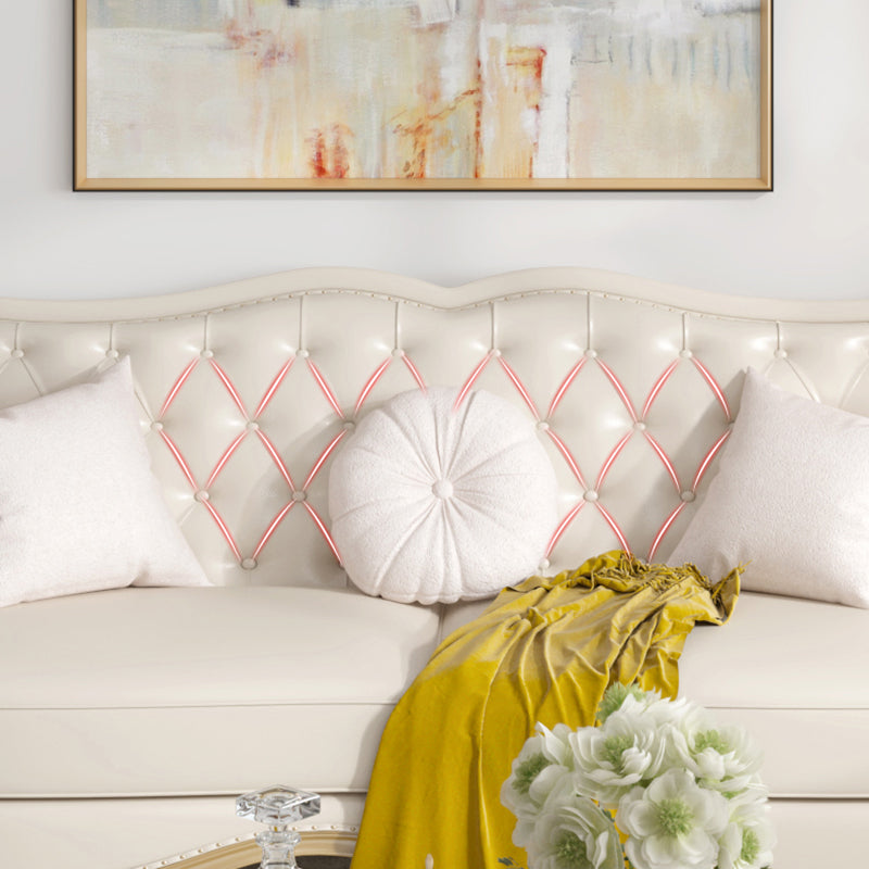 Traditional Genuine Leather Sectional Tufted Back Sloped Arm Sectional Clearhalo 'furn' 'furn_sectionals' 'Furniture' 'Living Room Furniture' 'Sectionals' 6883606