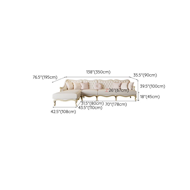 Traditional Genuine Leather Sectional Tufted Back Sloped Arm Sectional Clearhalo 'furn' 'furn_sectionals' 'Furniture' 'Living Room Furniture' 'Sectionals' 6883617