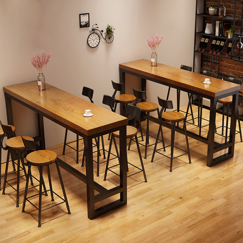 Bruine kleur rechthoek balktafel industriële stijl massieve houten barkruktafel