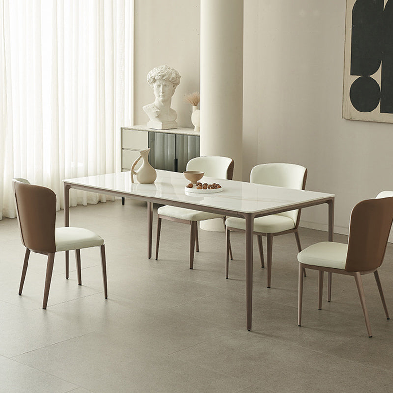 Set da pranzo moderno con sedie a schiera solida 1/4/5/7 pezzi set di dinette bianca