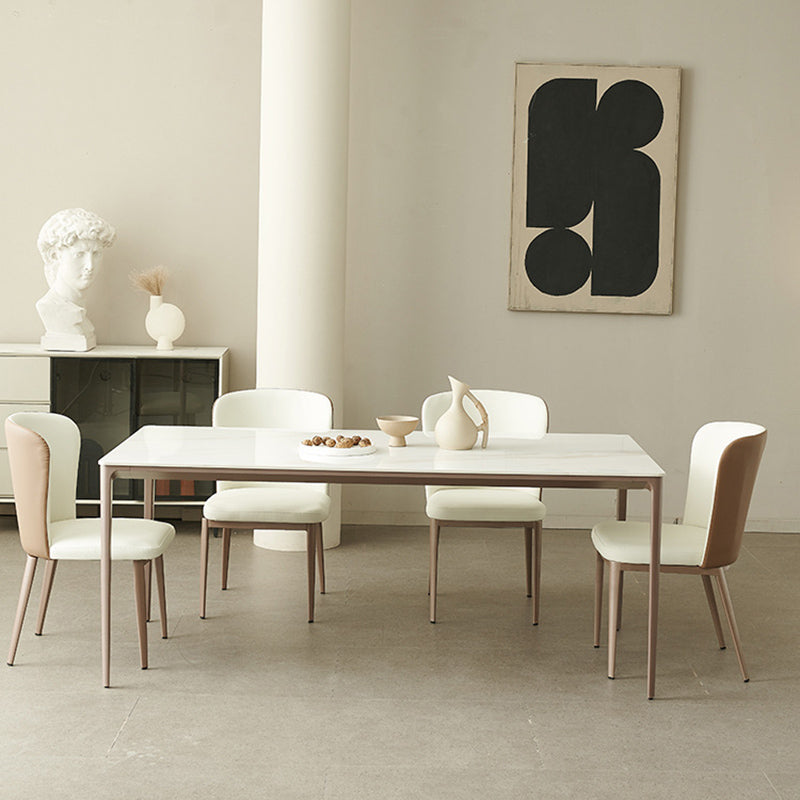 Set da pranzo moderno con sedie a schiera solida 1/4/5/7 pezzi set di dinette bianca