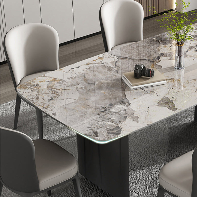 Set da tavolo da pranzo top in pietra 1/2/5/7 pezzi set da pranzo con sedie in pelle