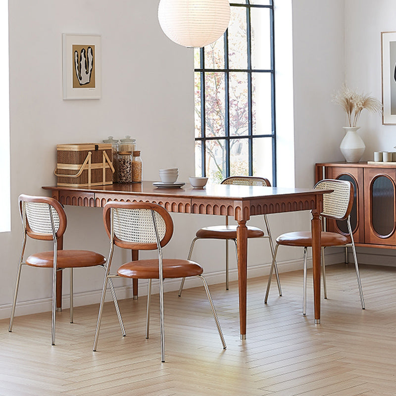 Modern Pine Wood Dining Set 1/5 Pcs Brown Dinette Set for Home 5 Pieces: Table, 4 Brown Chairs Clearhalo 'Dining Room Sets' 'Dining Tables & Seating' 'dining_room_set' 'furn' 'furn_dining_room_set' 'Furniture' 'Kitchen & Dining Furniture' 6886514