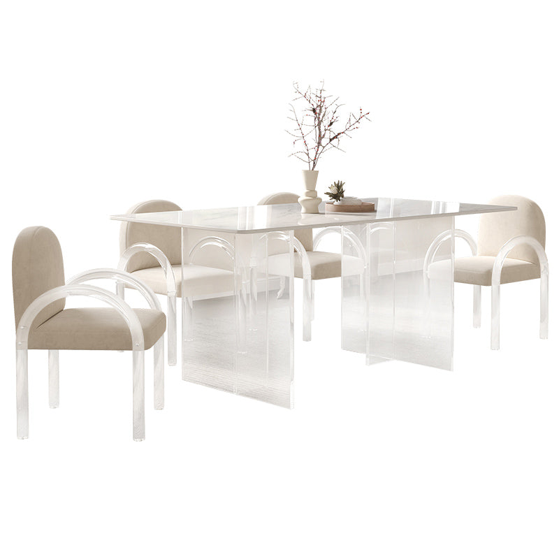 Acrylic Contemporary Dining Set 1/2/5 Pcs Rectangle Dining Table Set for Home Clearhalo 'Dining Room Sets' 'Dining Tables & Seating' 'dining_room_set' 'furn' 'furn_dining_room_set' 'Furniture' 'Kitchen & Dining Furniture' 6886578