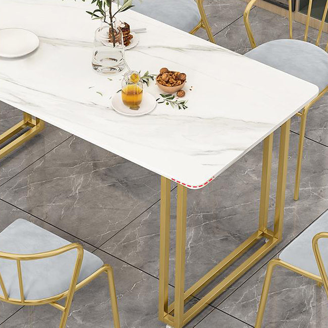 Set di dinette glam con telaio in metallo oro 1/5/7 pezzi set da pranzo in pietra