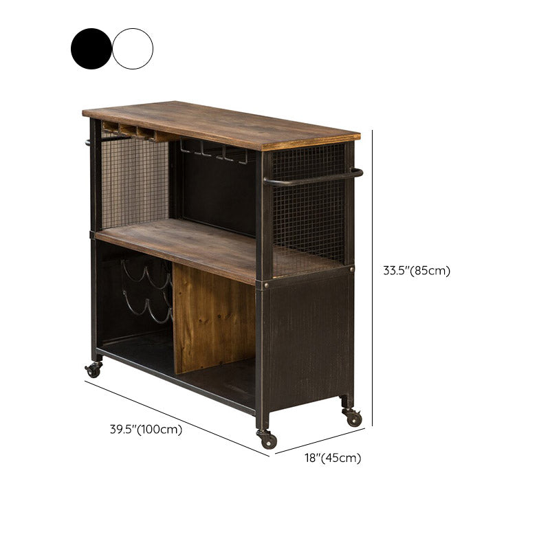Modern Open Storage Kitchen Trolley Rolling Prep Table with Wine Storage Clearhalo 'furn' 'furn_kitchen_islands_carts' 'Furniture' 'Kitchen & Dining Furniture' 'Kitchen Islands & Carts' 'kitchen_islands_carts' 6886729