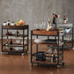 Modern Open Storage Kitchen Trolley Pine Wood Rolling Prep Table
