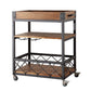 Modern Open Storage Kitchen Trolley Pine Wood Rolling Prep Table