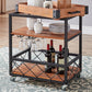 Modern Open Storage Kitchen Trolley Pine Wood Rolling Prep Table