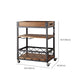 Modern Open Storage Kitchen Trolley Pine Wood Rolling Prep Table