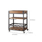 Modern Open Storage Kitchen Trolley Pine Wood Rolling Prep Table
