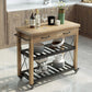Modern Open Storage Kitchen Trolley Rolling Pine Wood Prep Table Clearhalo 'furn' 'furn_kitchen_islands_carts' 'Furniture' 'Kitchen & Dining Furniture' 'Kitchen Islands & Carts' 'kitchen_islands_carts' 6886764