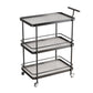 Dining Room Modern Prep Table Rolling Open Shelves Kitchen Trolley Black 3 Glass Clearhalo 'furn' 'furn_kitchen_islands_carts' 'Furniture' 'Kitchen & Dining Furniture' 'Kitchen Islands & Carts' 'kitchen_islands_carts' 6886809