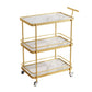 Dining Room Modern Prep Table Rolling Open Shelves Kitchen Trolley Gold 3 Faux Marble Clearhalo 'furn' 'furn_kitchen_islands_carts' 'Furniture' 'Kitchen & Dining Furniture' 'Kitchen Islands & Carts' 'kitchen_islands_carts' 6886815