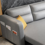 Modern Faux Leather Sleeper Upholstered Square Arms Sofa Bed in Gray