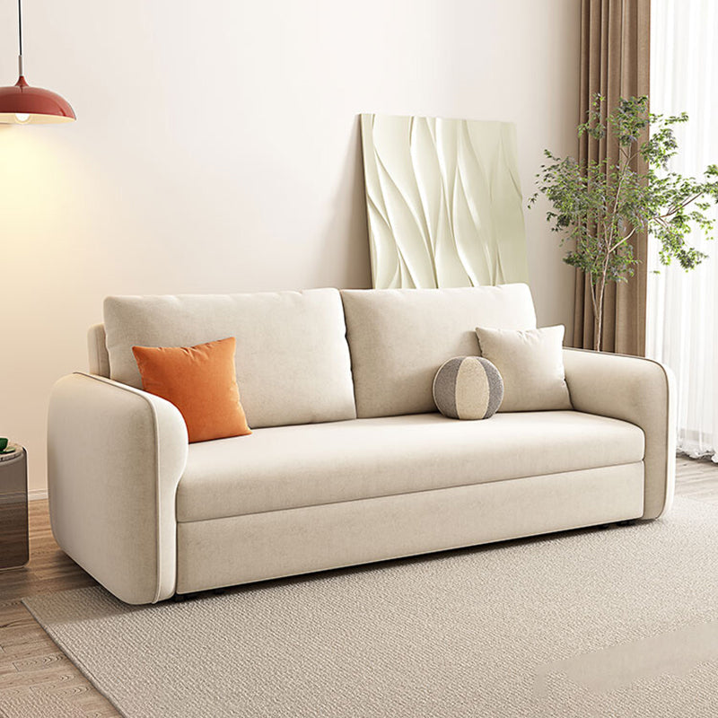 Glam Styled Metal Frame Sleeper Sofa Upholstered Square Arms Sofa Bed