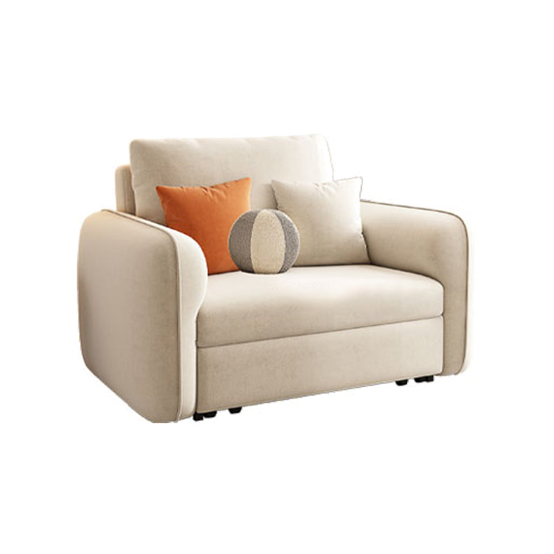 Glam Styled Metal Frame Sleeper Sofa Upholstered Square Arms Sofa Bed