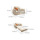 Glam Styled Metal Frame Sleeper Sofa Upholstered Square Arms Sofa Bed