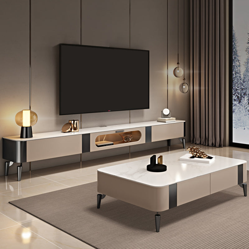 Modern TV Media Console Enclosed Storage TV Console with 2 Drawers Clearhalo 'furn' 'furn_tv_stands_entertainment_centers' 'Furniture' 'Living Room Furniture' 'TV Stands & Entertainment Centers' 'TV Stands & Media Storage Furniture' 'tv_stands_entertainment_centers' 6890345
