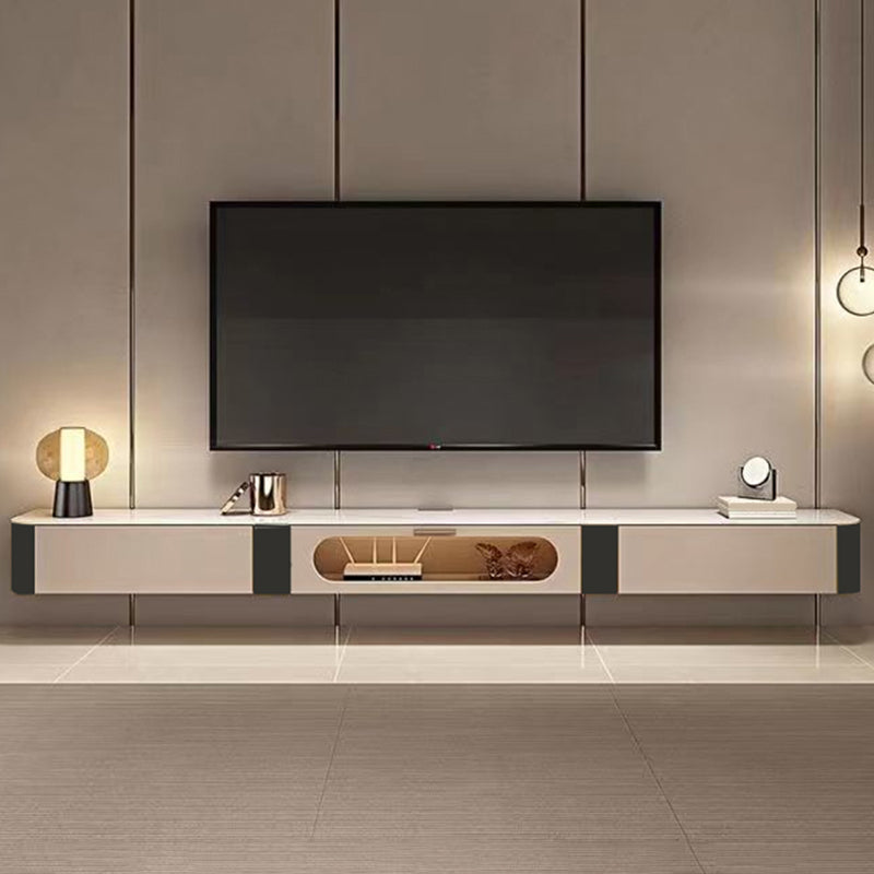 Modern TV Media Console Enclosed Storage TV Console with 2 Drawers 94.5"L x 12"W x 8"H Clearhalo 'furn' 'furn_tv_stands_entertainment_centers' 'Furniture' 'Living Room Furniture' 'TV Stands & Entertainment Centers' 'TV Stands & Media Storage Furniture' 'tv_stands_entertainment_centers' 6890349