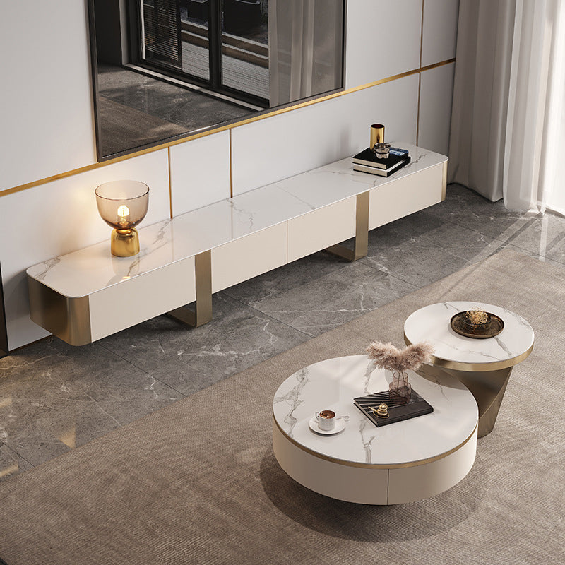 Glam Media Console Stone TV Stand with Drawers for Living Room Clearhalo 'furn' 'furn_tv_stands_entertainment_centers' 'Furniture' 'Living Room Furniture' 'TV Stands & Entertainment Centers' 'TV Stands & Media Storage Furniture' 'tv_stands_entertainment_centers' 6890386