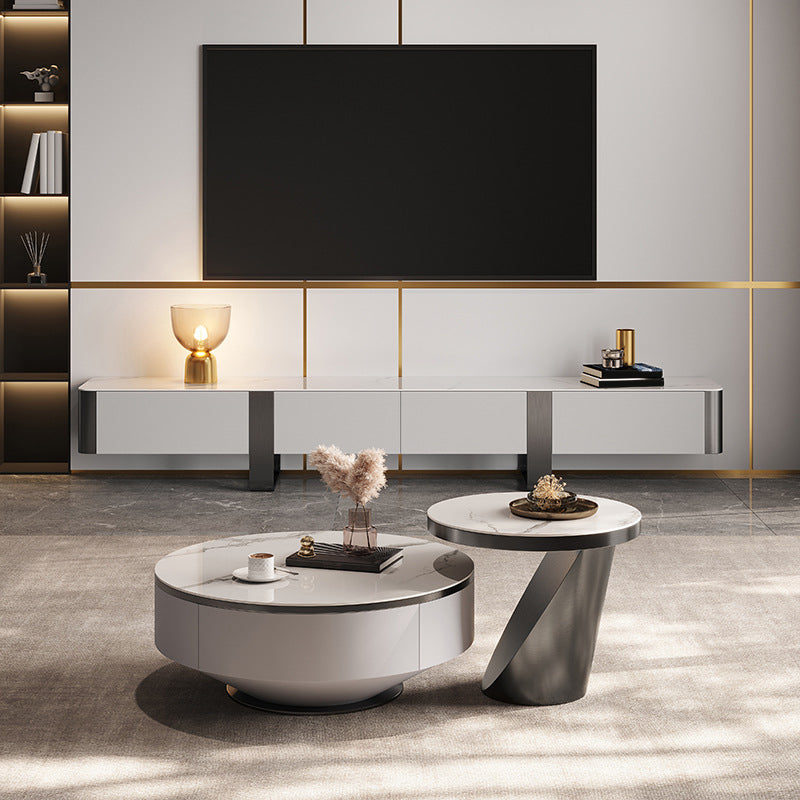 Glam Media Console Stone TV Stand with Drawers for Living Room Clearhalo 'furn' 'furn_tv_stands_entertainment_centers' 'Furniture' 'Living Room Furniture' 'TV Stands & Entertainment Centers' 'TV Stands & Media Storage Furniture' 'tv_stands_entertainment_centers' 6890388