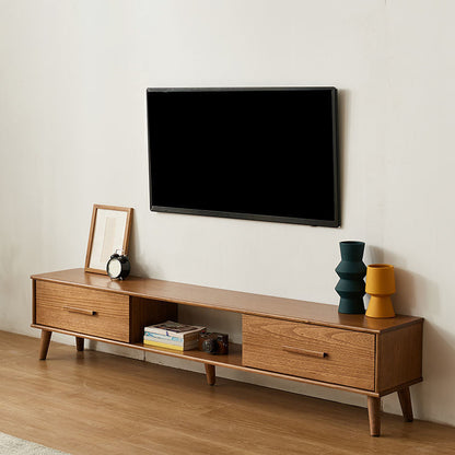 Eigentijdse tv-mediastandaard Houten mediaconsole met 2 lades