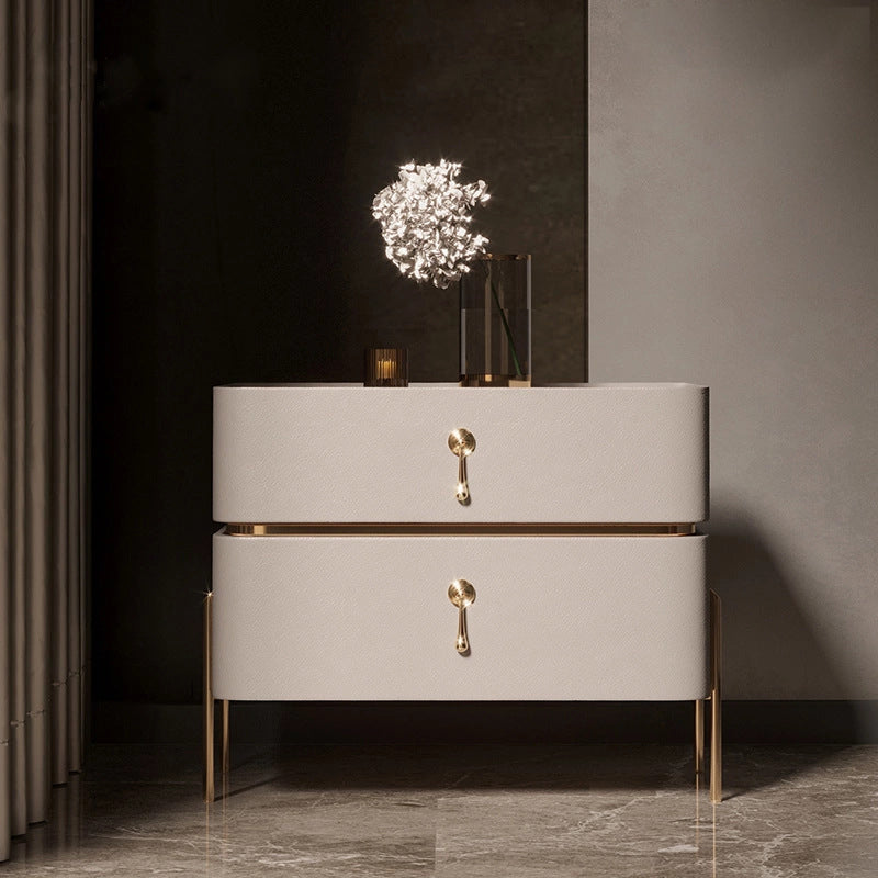 Moderne 2 Schubladen Akzent Tisch Nachttisch antikes Finish -Bett Nachttisch