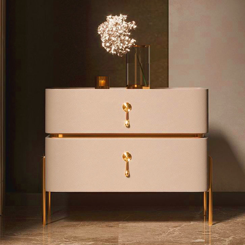 Moderne 2 Schubladen Akzent Tisch Nachttisch antikes Finish -Bett Nachttisch