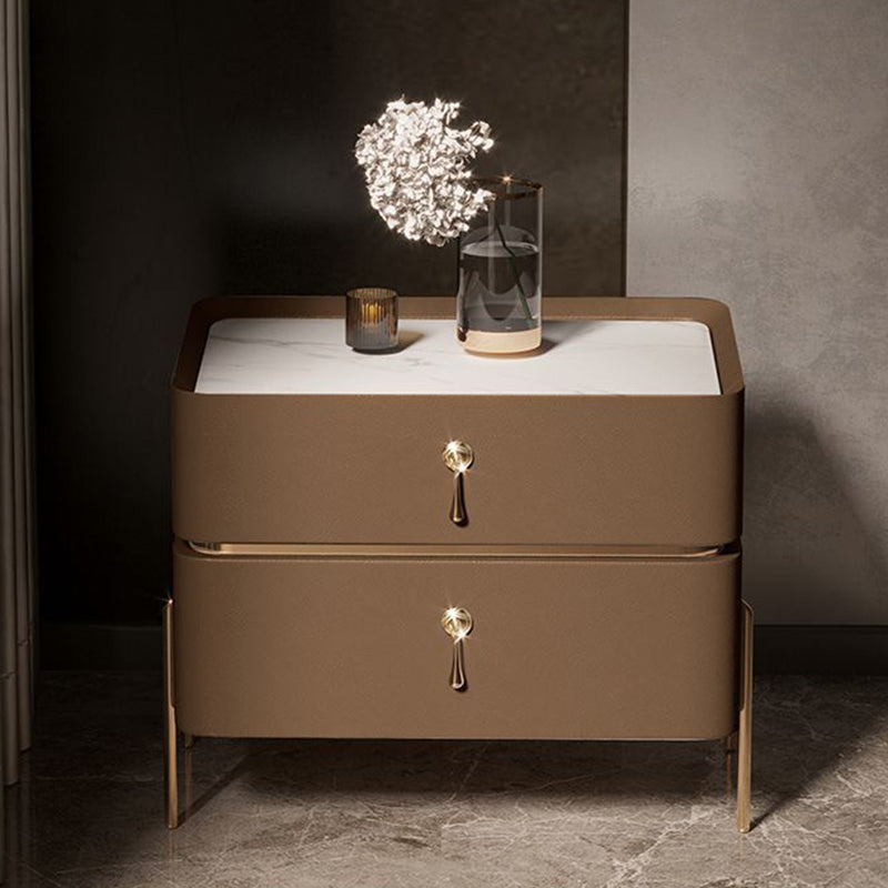 Moderne 2 Schubladen Akzent Tisch Nachttisch antikes Finish -Bett Nachttisch