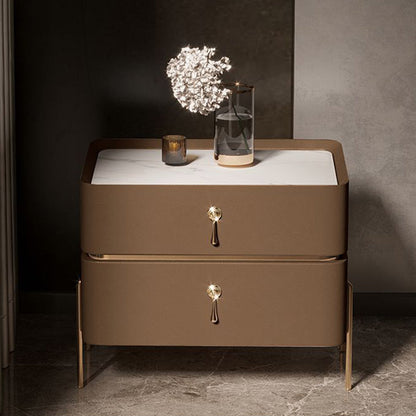 Moderne 2 Schubladen Akzent Tisch Nachttisch antikes Finish -Bett Nachttisch