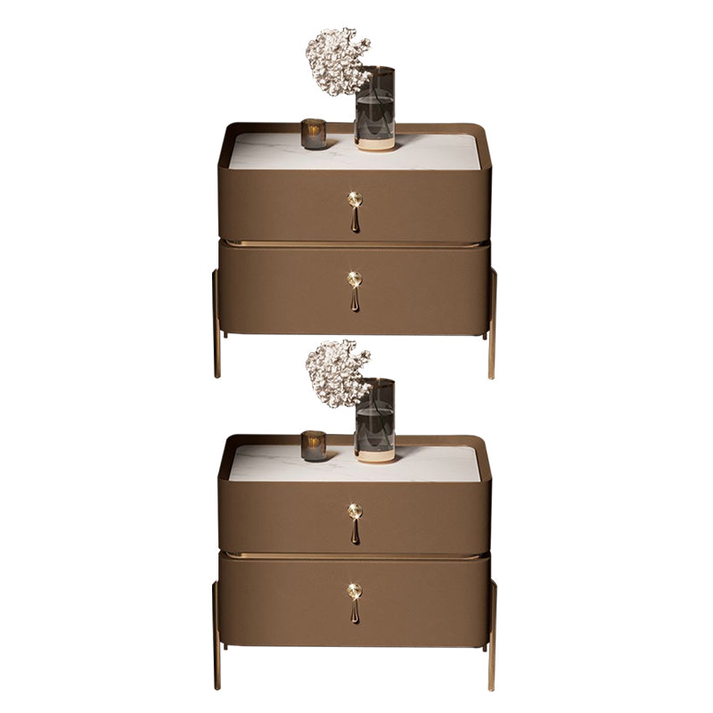 Moderne 2 Schubladen Akzent Tisch Nachttisch antikes Finish -Bett Nachttisch