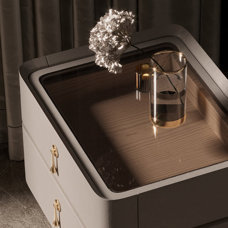 Moderne 2 Schubladen Akzent Tisch Nachttisch antikes Finish -Bett Nachttisch