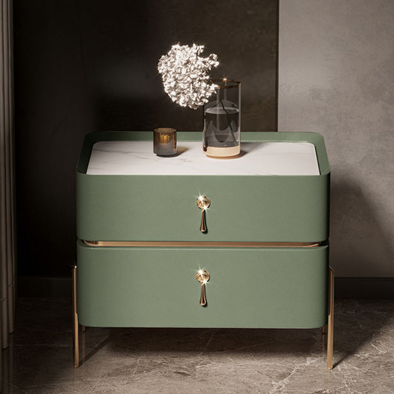 Moderne 2 Schubladen Akzent Tisch Nachttisch antikes Finish -Bett Nachttisch
