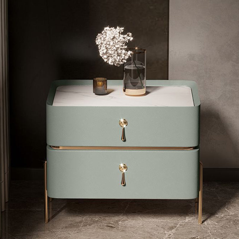 Moderne 2 Schubladen Akzent Tisch Nachttisch antikes Finish -Bett Nachttisch