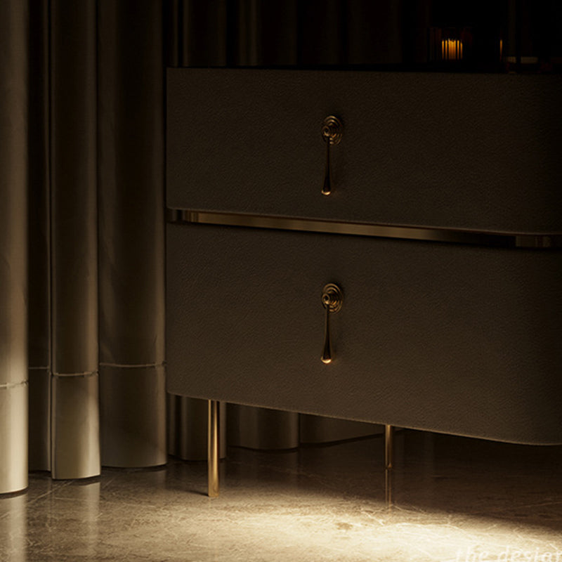 Moderne 2 Schubladen Akzent Tisch Nachttisch antikes Finish -Bett Nachttisch