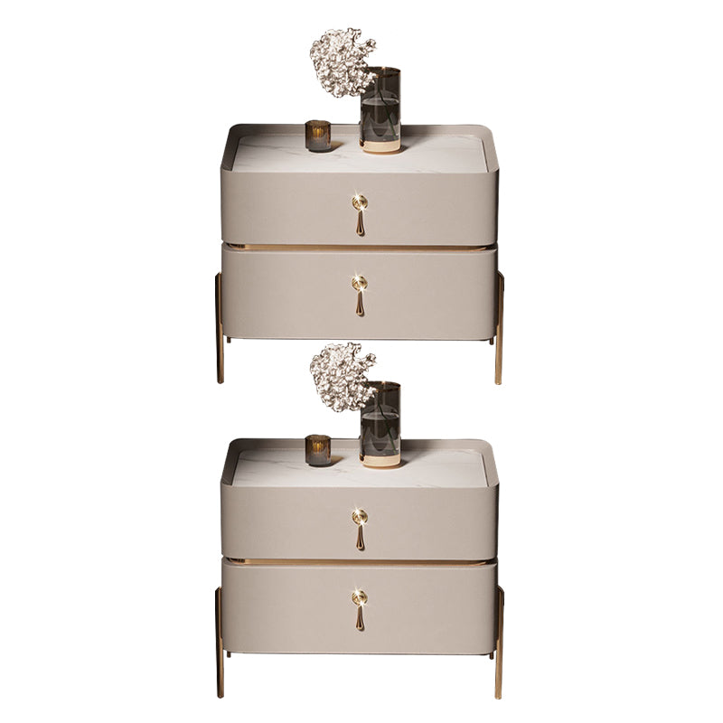 Moderne 2 Schubladen Akzent Tisch Nachttisch antikes Finish -Bett Nachttisch