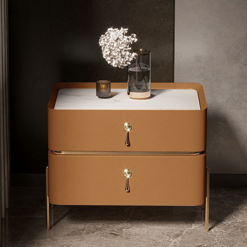 Moderne 2 Schubladen Akzent Tisch Nachttisch antikes Finish -Bett Nachttisch