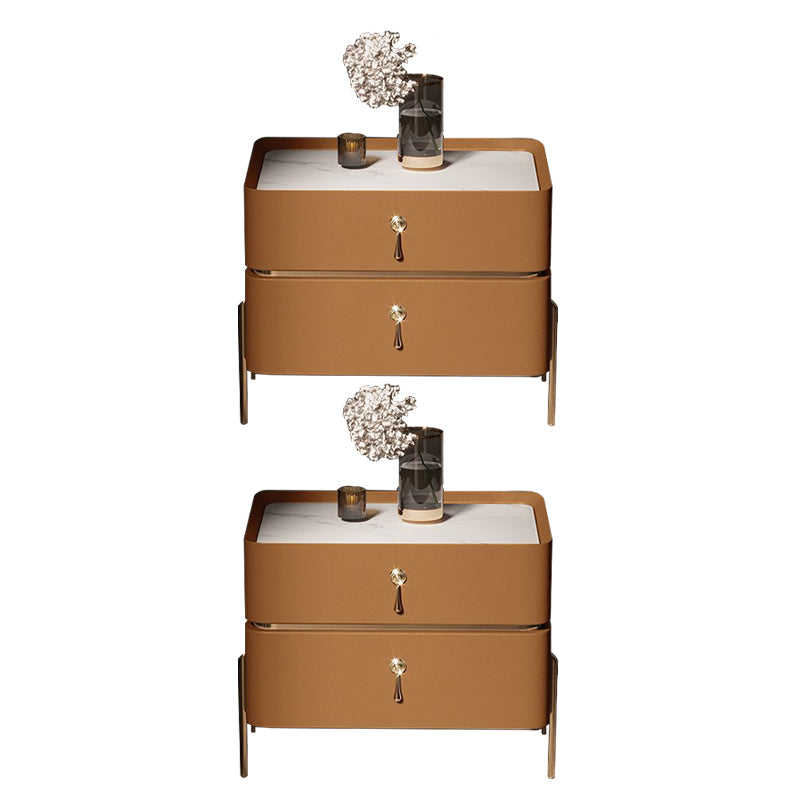 Moderne 2 Schubladen Akzent Tisch Nachttisch antikes Finish -Bett Nachttisch