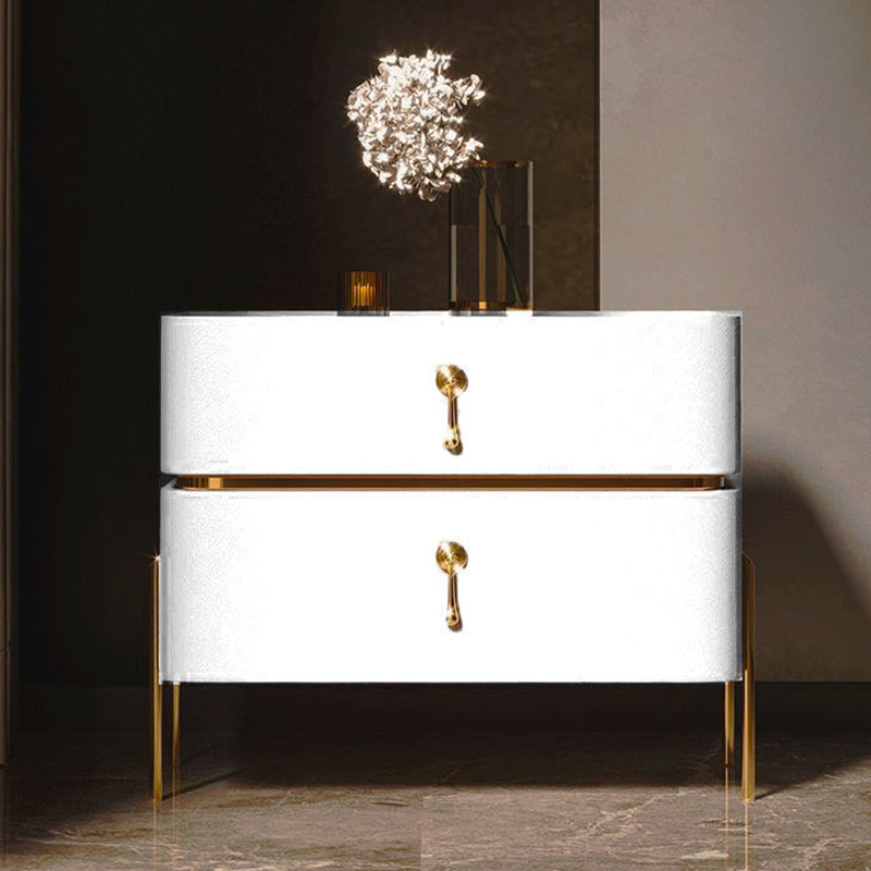 Moderne 2 Schubladen Akzent Tisch Nachttisch antikes Finish -Bett Nachttisch