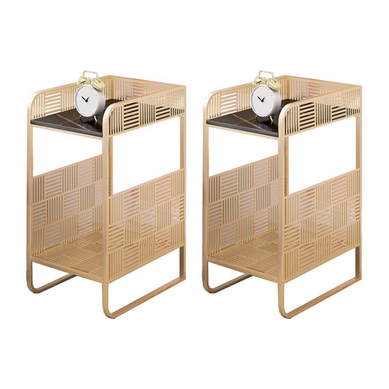 Glam Accent Table Nightstand Antique Finish Bed Nightstand with 2 Shelves 2 Piece Set Black Clearhalo 'Bedroom Furniture' 'furn' 'furn_night_stand' 'Furniture' 'night_stand' 'Nightstands' 6890617