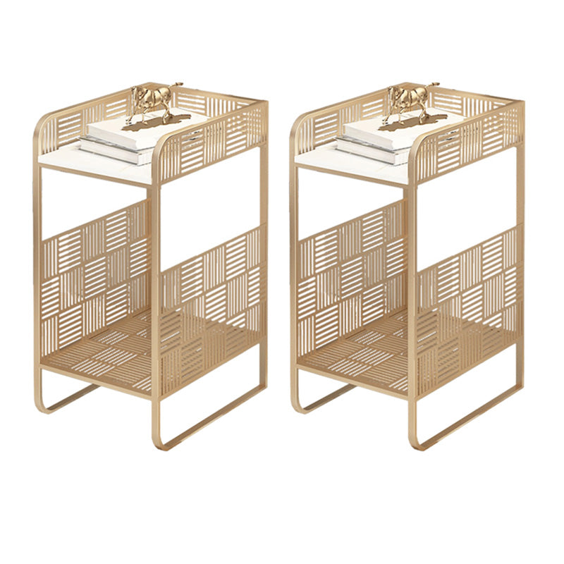 Glam Accent Table Nightstand Antique Finish Bed Nightstand with 2 Shelves 2 Piece Set White Clearhalo 'Bedroom Furniture' 'furn' 'furn_night_stand' 'Furniture' 'night_stand' 'Nightstands' 6890620