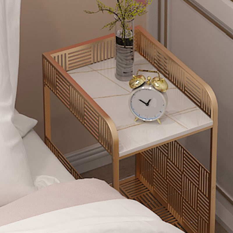 Glam Accent Table Nightstand Antique Finish Bed Nightstand with 2 Shelves Clearhalo 'Bedroom Furniture' 'furn' 'furn_night_stand' 'Furniture' 'night_stand' 'Nightstands' 6890621