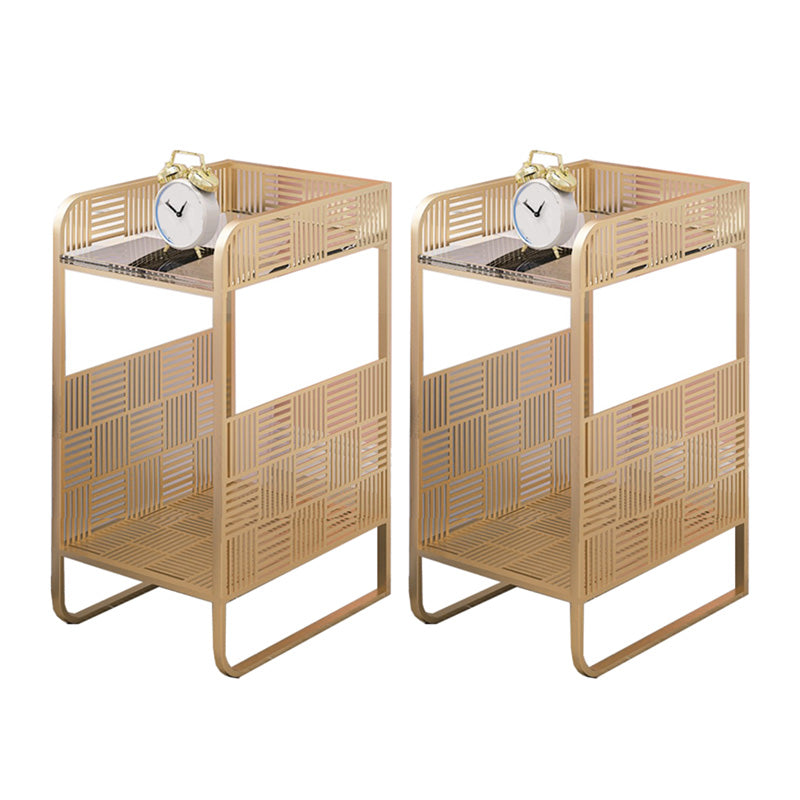 Glam Accent Table Nightstand Antique Finish Bed Nightstand with 2 Shelves 2 Piece Set Clear Clearhalo 'Bedroom Furniture' 'furn' 'furn_night_stand' 'Furniture' 'night_stand' 'Nightstands' 6890624