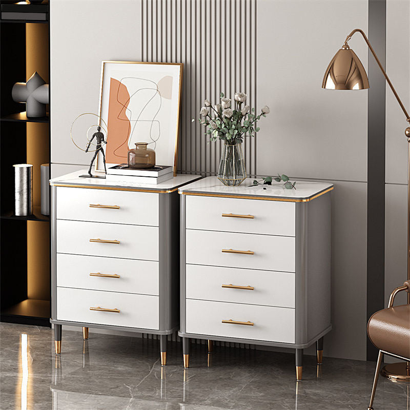 Cómoda cómoda de almacenamiento de mármol con cómoda de almacenamiento Glam contemporánea para el hogar