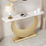 Stone Half Moon Accent Table 1-shelf 11.81" Wide Console Table for Hall Clearhalo 'Console Tables' 'console_tables' 'Entry & Mudroom Furniture' 'furn' 'furn_console_tables' 'Furniture' 6890978