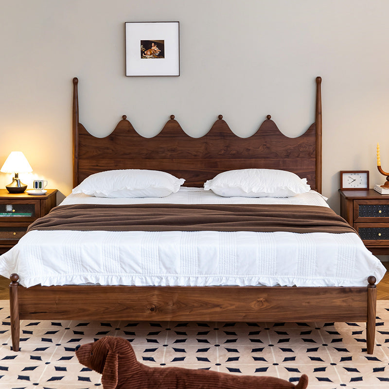 Mident secolo moderno a quattro letti poster in noce con testiera