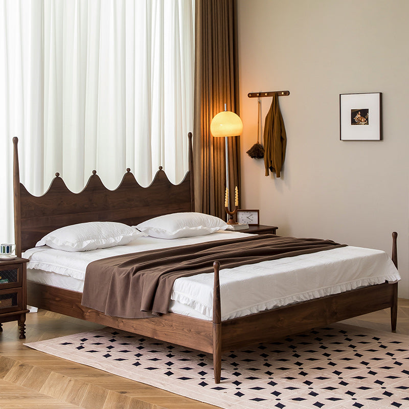 Mident secolo moderno a quattro letti poster in noce con testiera