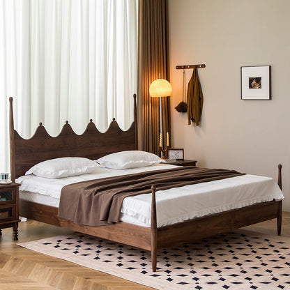 Mident secolo moderno a quattro letti poster in noce con testiera